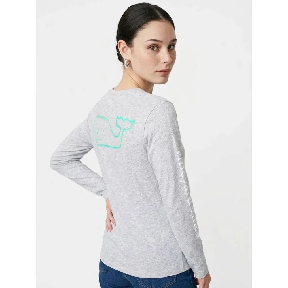 VINEYARD VINES | Long Sleeve Logo Classic Tee Gray Green XS